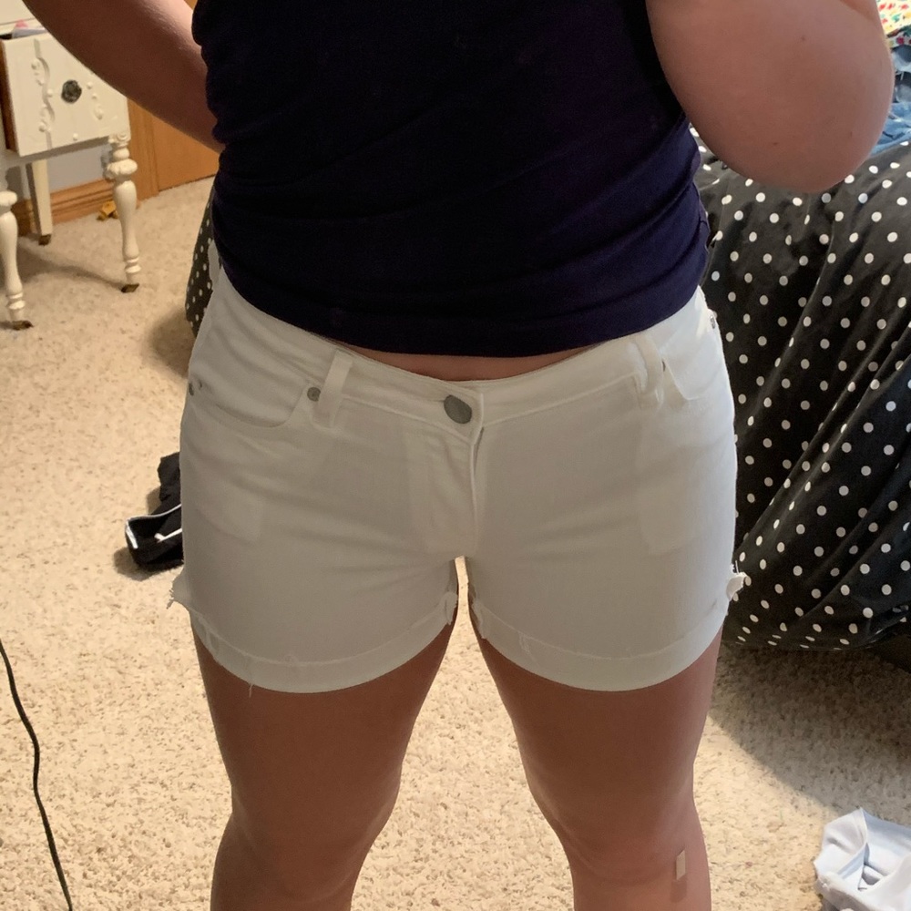 White jean shorts